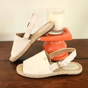 Michael Michael Kors Peep Toe Leather & Jute Espadrilles